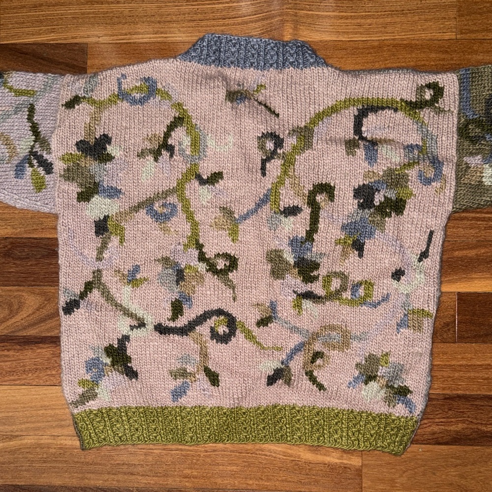 Tara Handknits Floral Cardigan Sweater | Hand Knit | Multicolor - Picture 6 of 14
